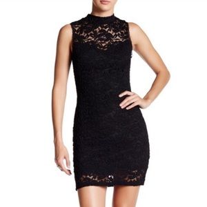 High-Neck Lace Bodycon Dress